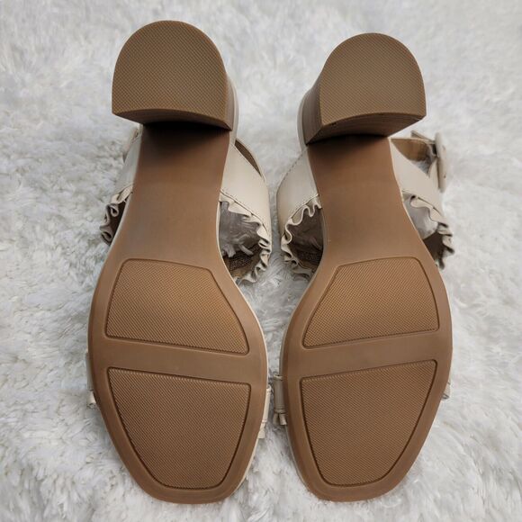 LC Lauren Conrad Etta Slingback Sandals Womens Size 8 Cream Two Band Ruffle Trim - Picture 10 of 10